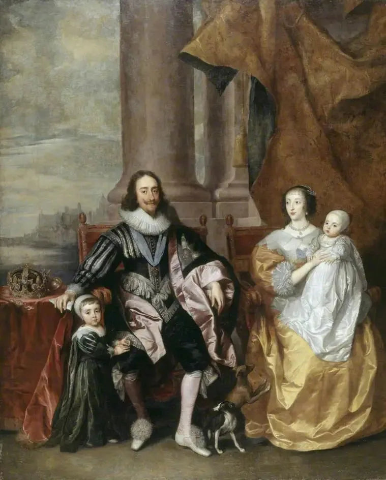 Charles Ier (1600-1649) et Henriette Marie (vers 1609-1669), avec leurs deux enfants aînés, le prince Charles (1630-1685) et la princesse Marie (1631-1660) - Antoine van Dyck image 1 tableau peint à l’huile sur toile