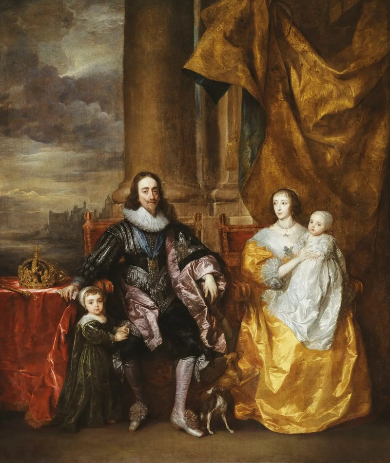 Carlo I e Henrietta Maria con i loro due figli maggiori, il principe Carlo e la principessa Maria - Antoine van Dyck