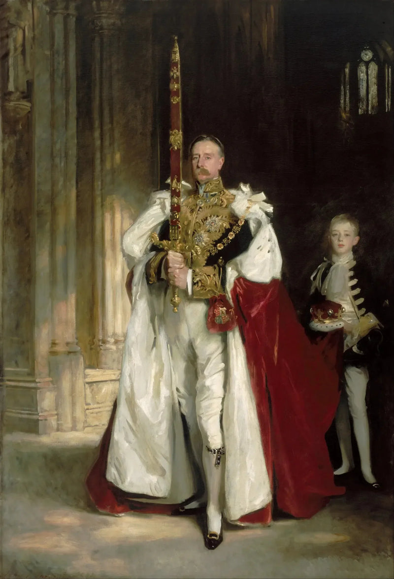 Charles Stewart, sesto marchese di Londonderry, che indossa la grande spada di Stato durante l'incoronazione del re Edoardo VII, nell'agosto del 1902, e il signor W. C. Beaumont, il suo paggio in quell'occasione - John Singer Sargent