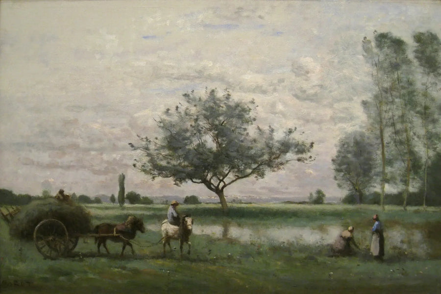 Carro di fieno lungo un fiume - Jean-Baptiste Camille Corot