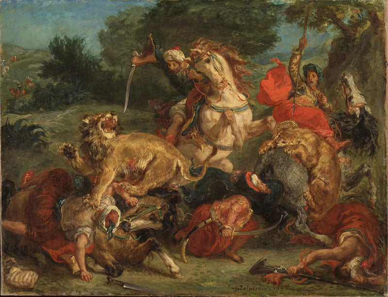 Caccia al leone - Eugène Delacroix