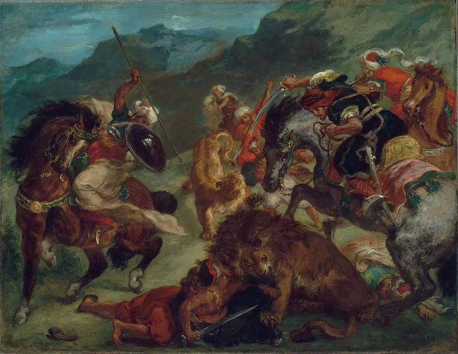 Caccia al leone - Eugène Delacroix
