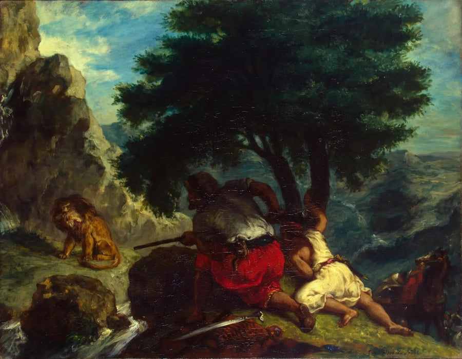 Caccia al leone in Marocco - Eugène Delacroix