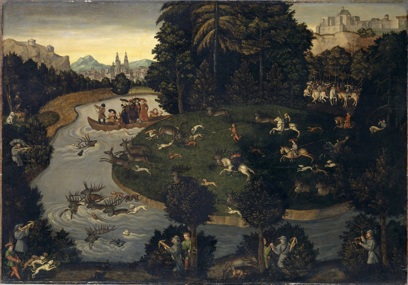 Caccia ai cervi di Frédéric le Sage con l'imperatore Massimiliano I - Lucas Cranach il Vecchio