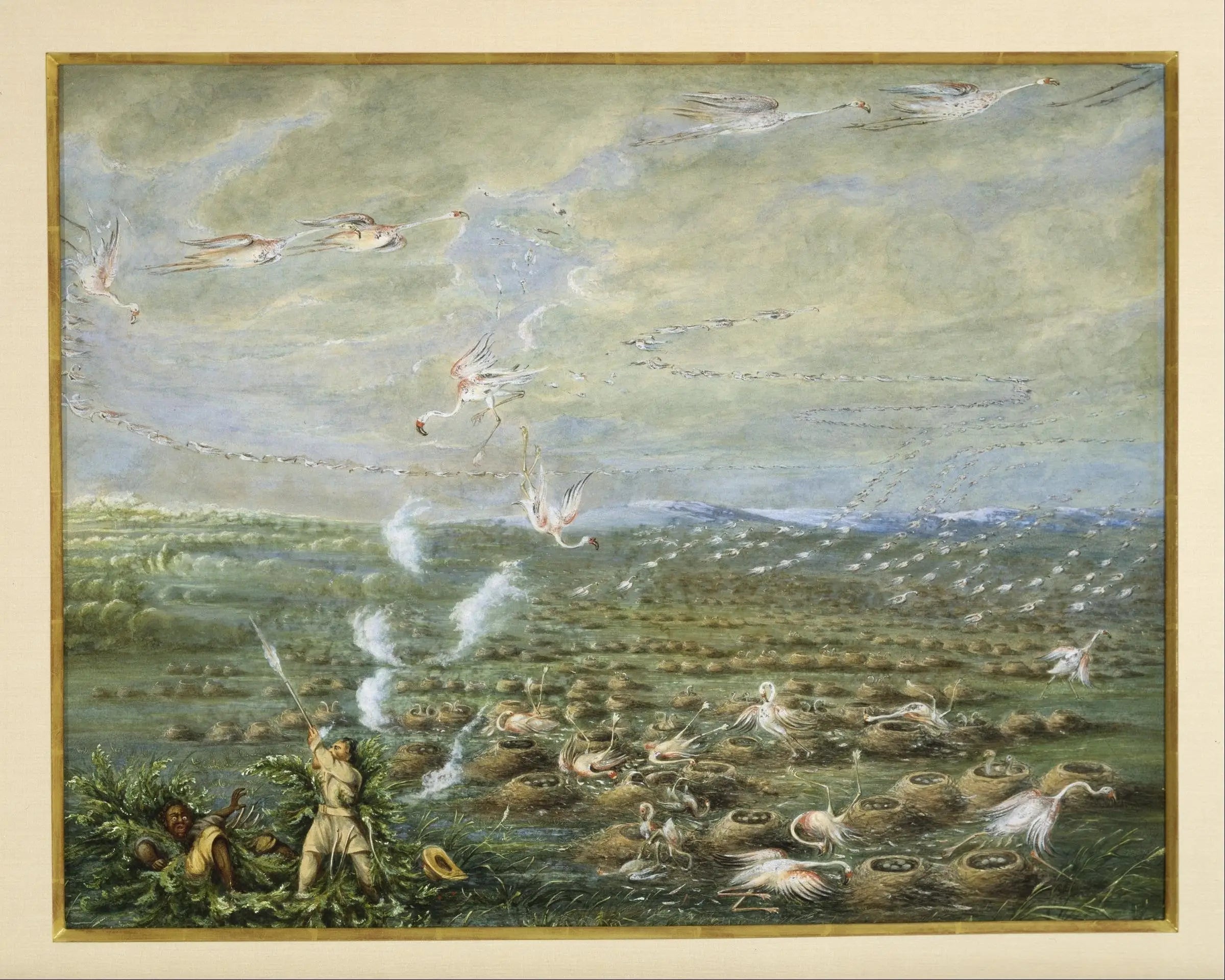 Chasse aux flamants roses en Amérique du Sud - George Catlin - Alpha Reproduction