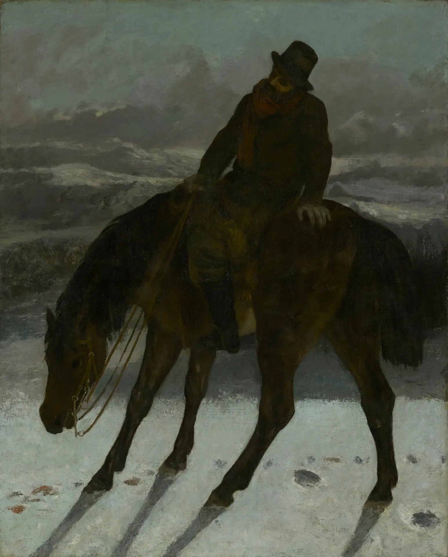 Chasseur à cheval rétrouvant la piste - Gustave Courbet image 1 copie de tableau peinte à la main