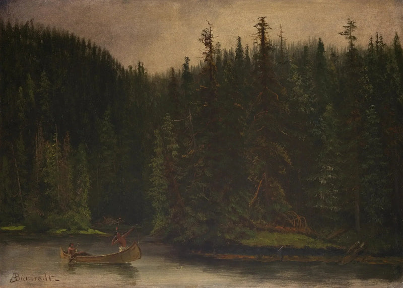 Cacciatori indiani in canoa - Albert Bierstadt