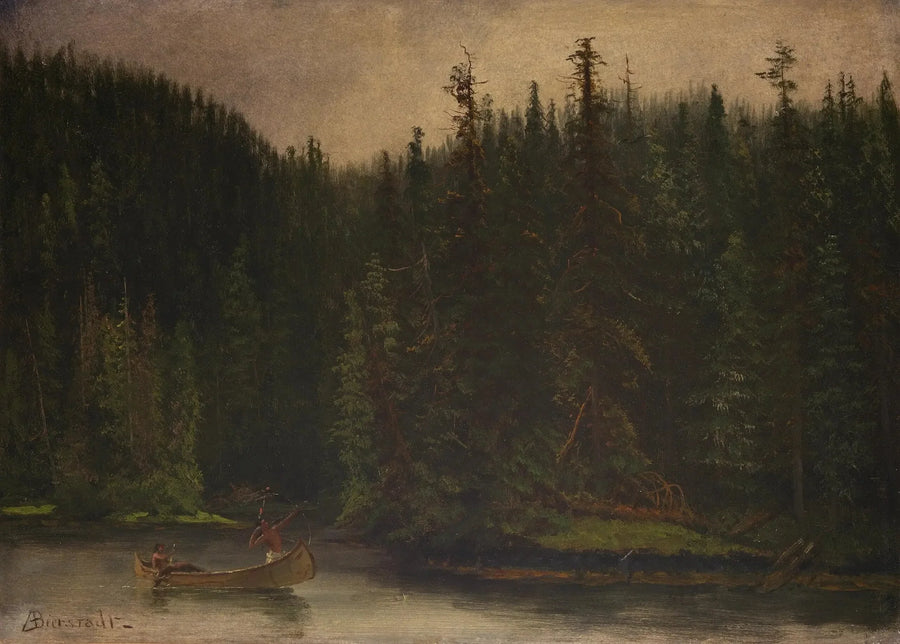 Cacciatori indiani in canoa - Albert Bierstadt