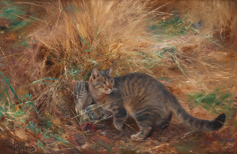 Gatto con un picchio verde europeo - Bruno Liljefors