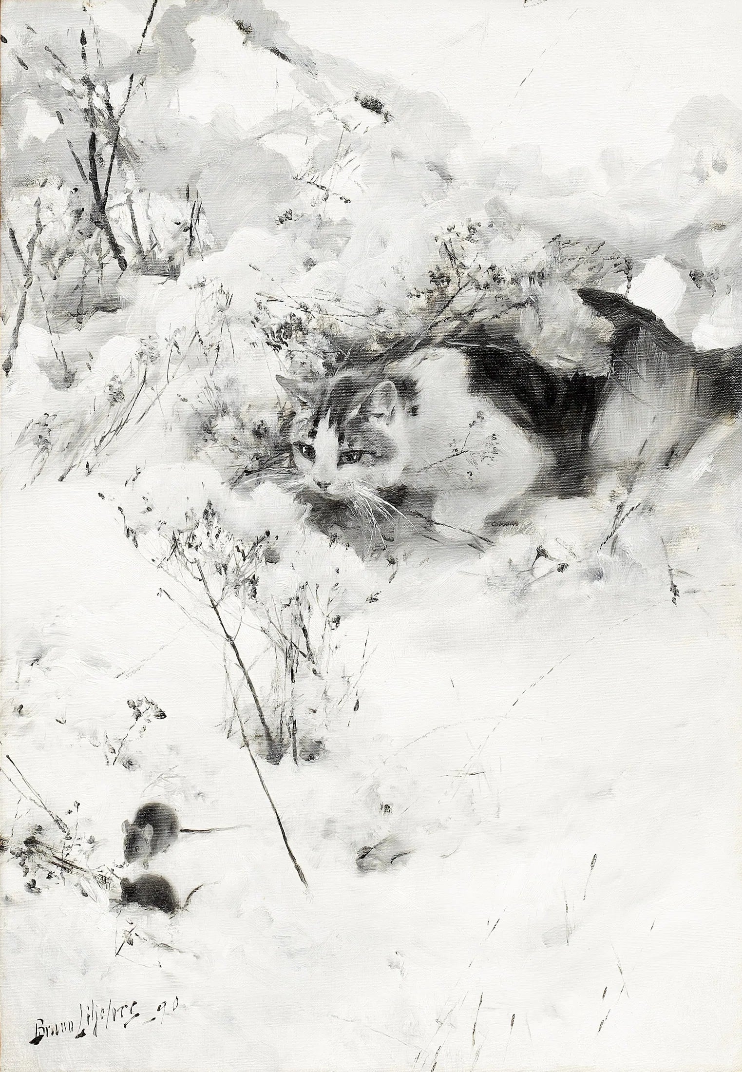 Chat traquant - Bruno Liljefors image 1 tableau peint à l’huile sur toile