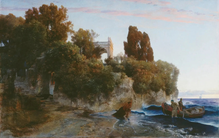 Castello sul mare e omicidio nel giardino del castello - Arnold Böcklin