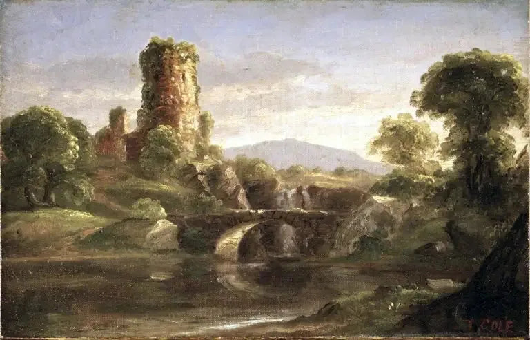 Castello in rovina e fiume - Thomas Cole
