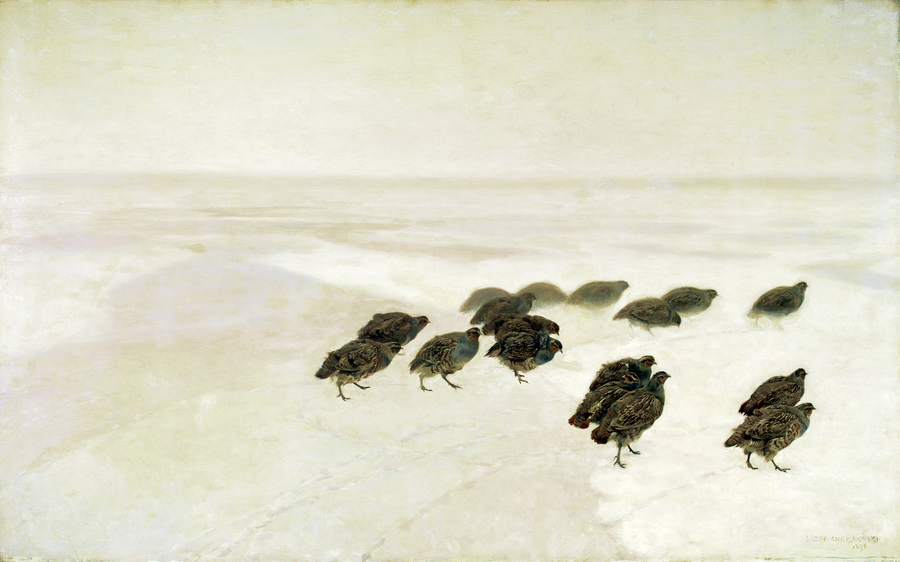 Perdrix dans la neige - Józef Chełmoński