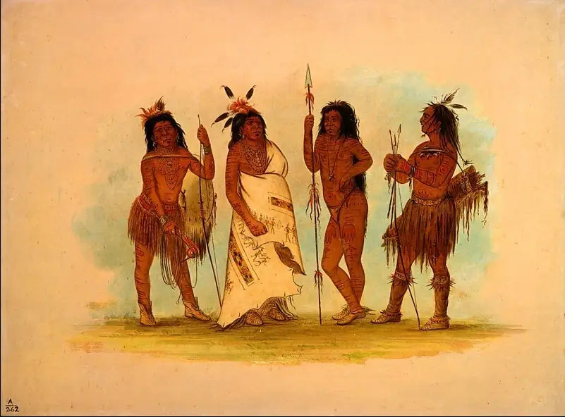 Chef Apache et trois guerriers - George Catlin - Alpha Reproduction