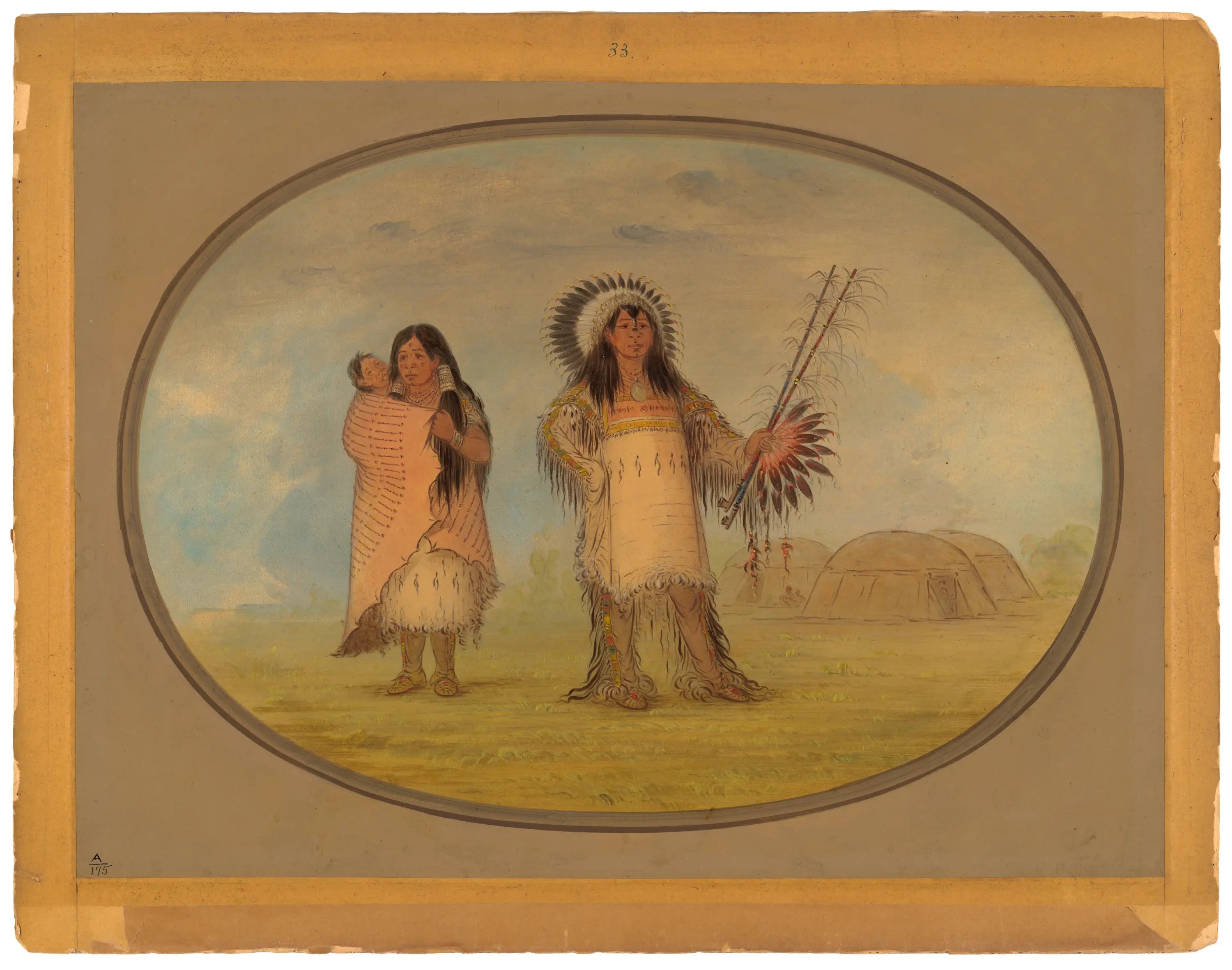 Chef civil Mandan sa femme et son enfant - George Catlin - Alpha Reproduction