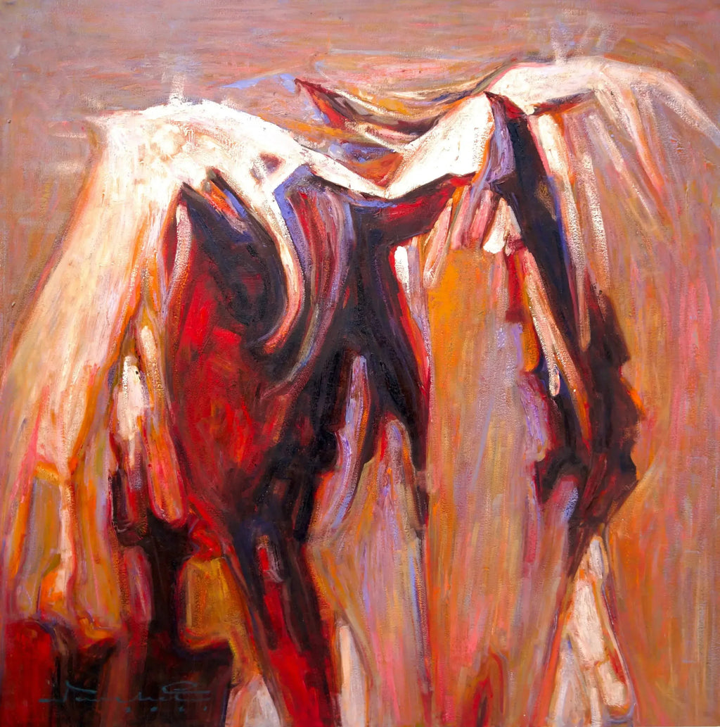 Cheval Abstrait | 100 x 100 cm image 1 reproduction artisanale de tableau