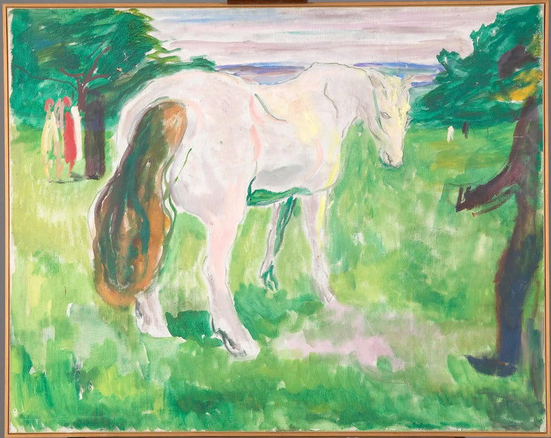 Cavallo bianco in un prato verde - Edvard Munch