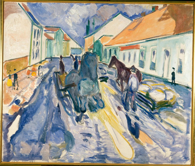 Cavallo imballato in una strada - Edvard Munch