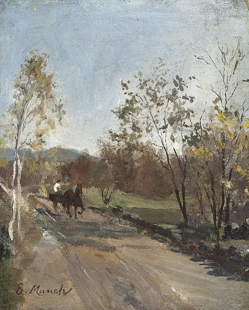 Cavallo e carro su una strada di campagna - Edvard Munch