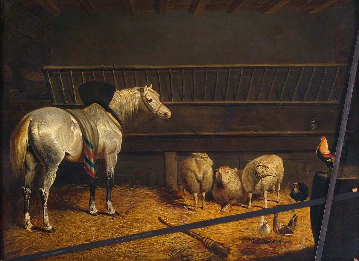 Cheval gris dans une écurie - John Frederick Herring, Sr. image 1 reproduction artisanale de tableau