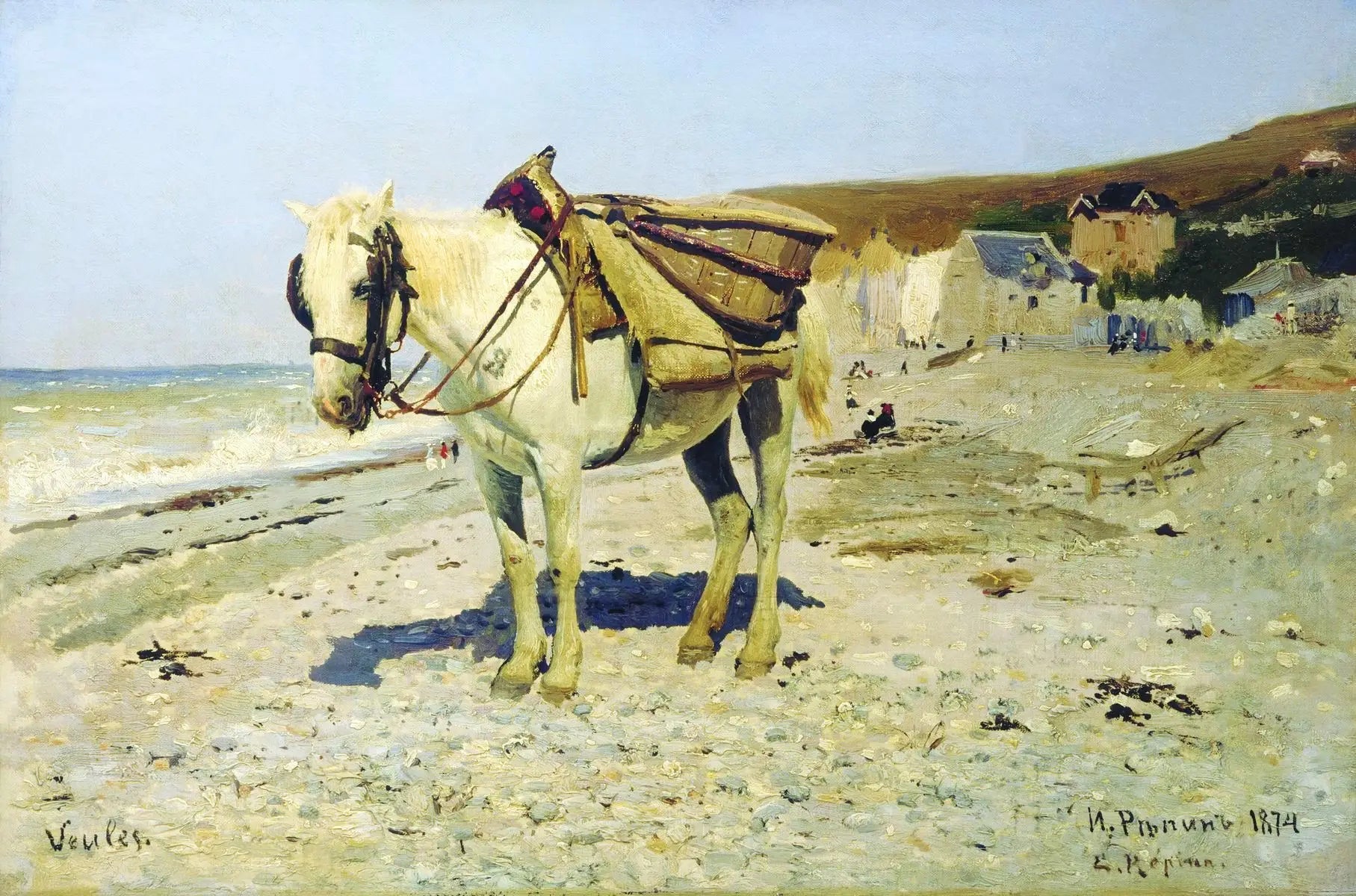 Cheval pour le ramassage des galets à Veules-les-Roses - Ilya Repin image 1 reproduction de peinture à l’huile