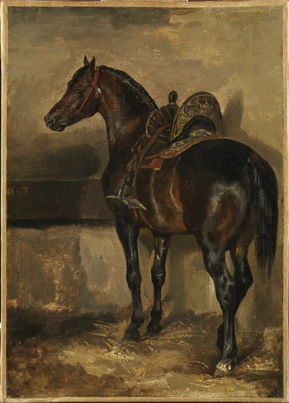 Cheval turc dans une écurie - Théodore Géricault image 1 copie peinte à la main à l’huile