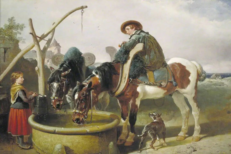 Cavalli al pozzo e Henry Bright (1814–1873) - John Frederick Herring, Sr.