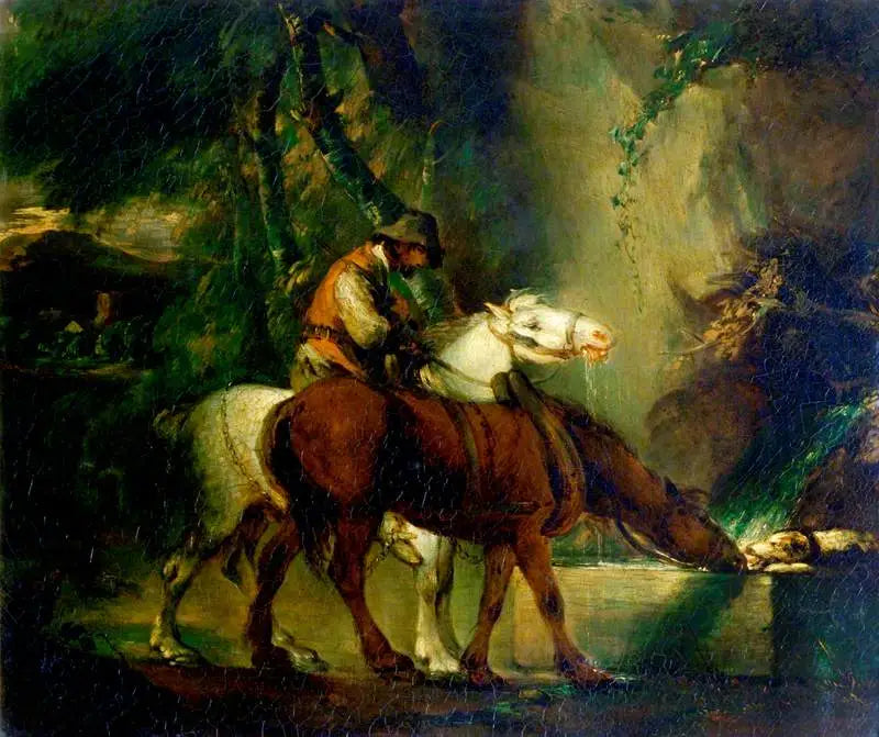 Cavalli da tiro a un abbeveratoio - Thomas Gainsborough