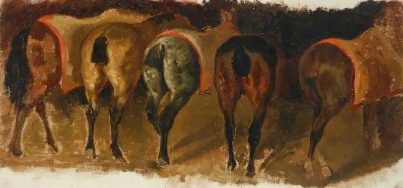 Cavalli in piedi in una stalla - Théodore Géricault