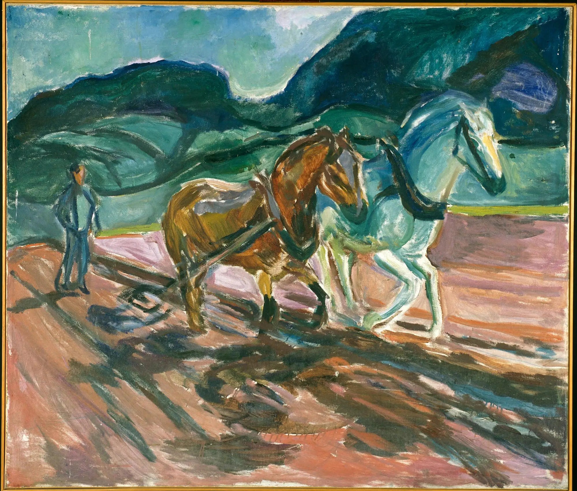 Reproduction du tableau « Chevaux labourants - Edvard Munch » par Alpha Reproduction en peinture à l’huile