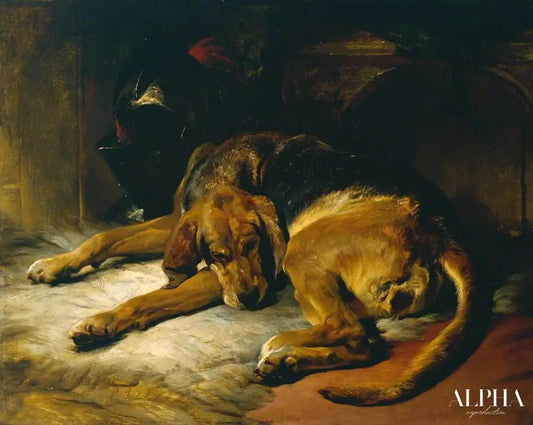 Chien de sang endormi - Edwin Landseer - Reproductions de tableaux et peintures haut de gamme