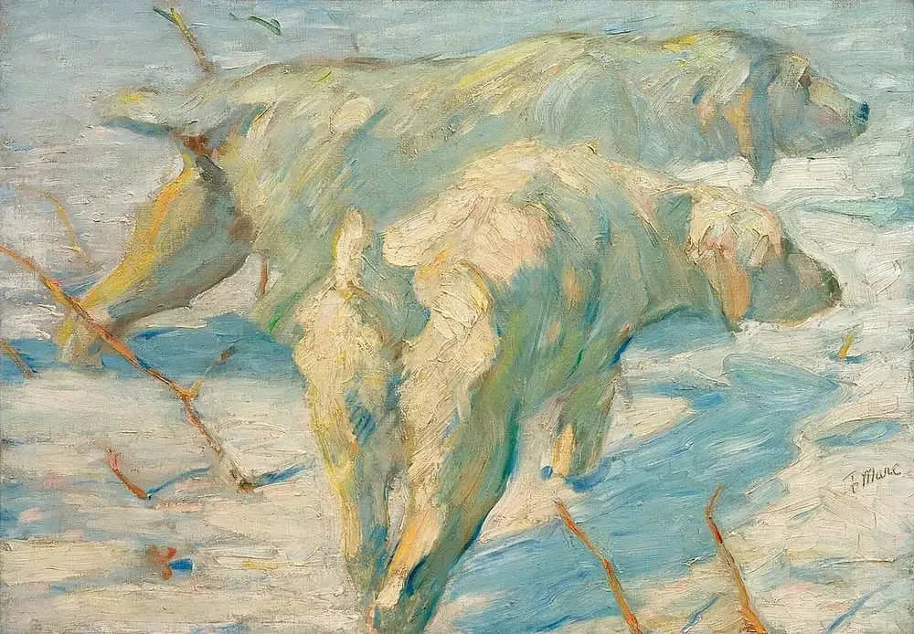 Chiens de berger sibériens - Franz Marc image 1 tableau peint à l’huile sur toile