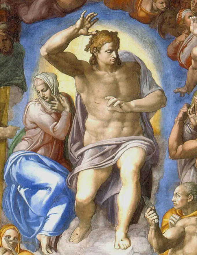 Christ, détail du Jugement dernier - Michel-Ange image 1 copie peinte à la main à l’huile