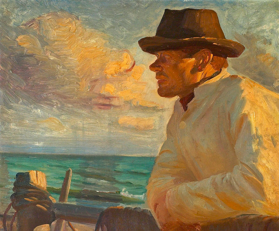 Christoffer al sole, in piedi sul molo. -Michael Peter Ancher