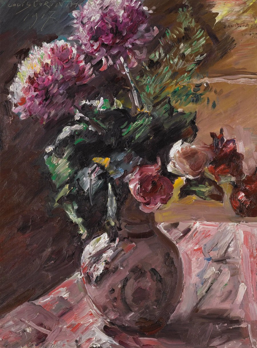 Crisantemi e rose in una brocca - Lovis Corinth