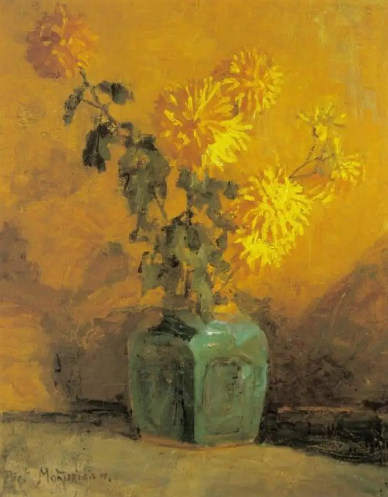 Crisantemi gialli in un vaso di zenzero - Piet Mondrian