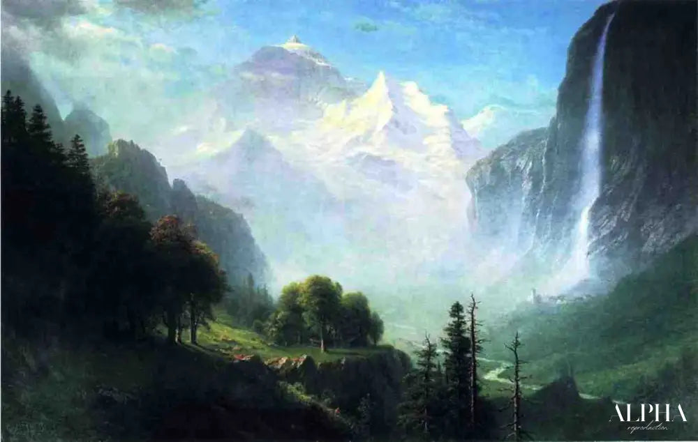 Chutes de Staubbach, près de Lauterbrunnen, Suisse - Albert Bierstadt - Reproductions de tableaux et peintures haut de gamme