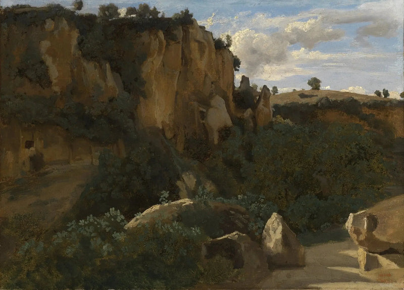 Civita Castellana. Rocce che dominano la valle boschiva - Jean-Baptiste Camille Corot
