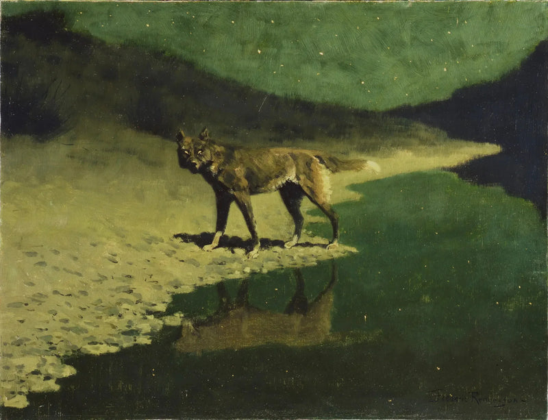 Chiaro di luna, lupo - Frederic Remington