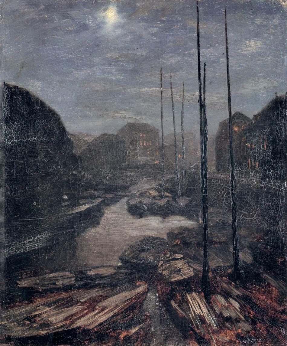 Clair de lune sur le Friedrichskanal dans le vieux Berlin - Adolph von Menzel - Alpha Reproduction