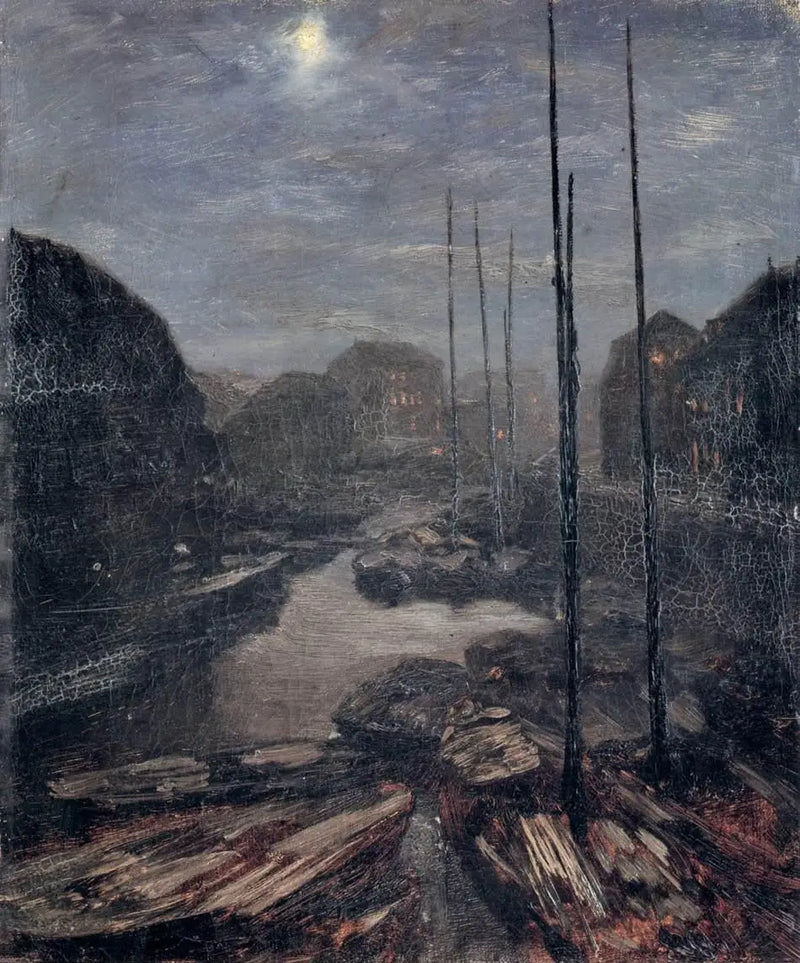 Chiaro di luna sul Friedrichskanal nel vecchio Berlino - Adolph von Menzel