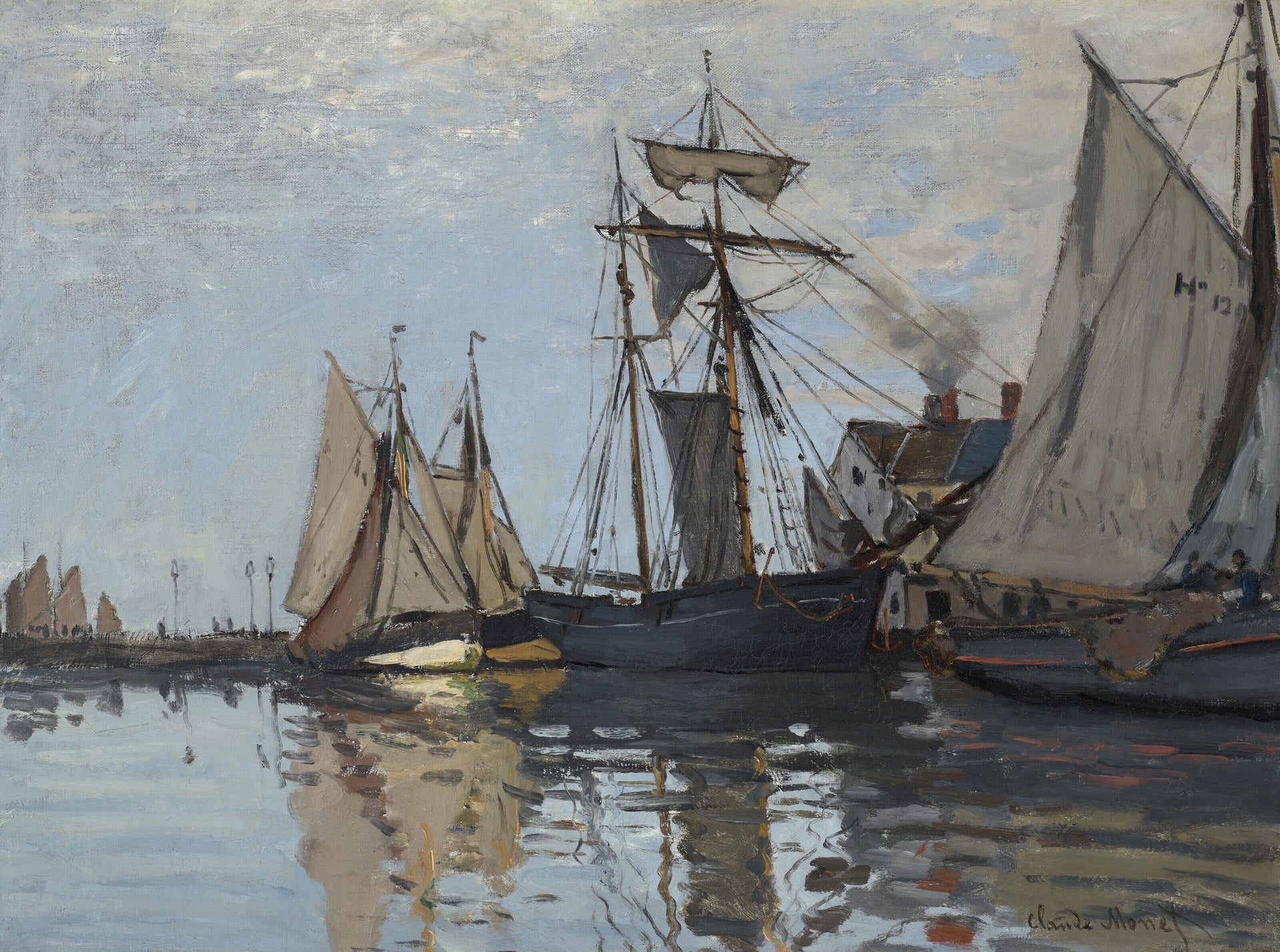 Bateaux dans le port de Honfleur W77a par Claude Monet, 1866