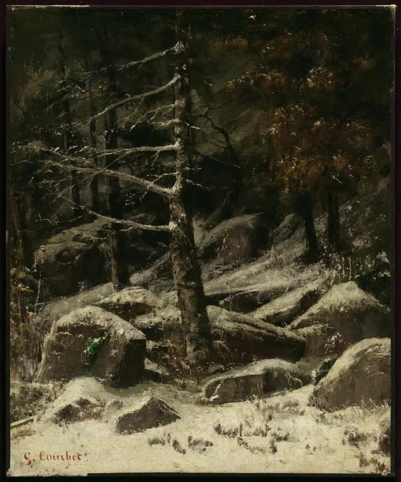 Colline boschiva in inverno - Gustave Courbet