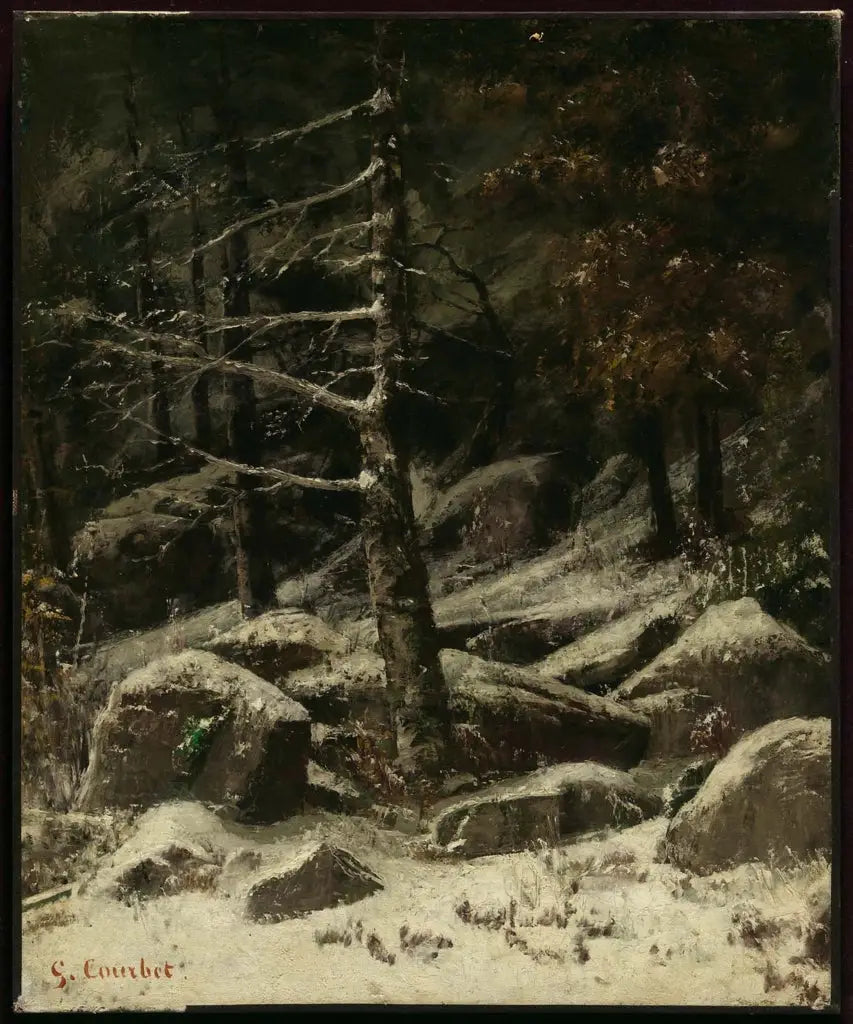 Colline boschiva in inverno - Gustave Courbet