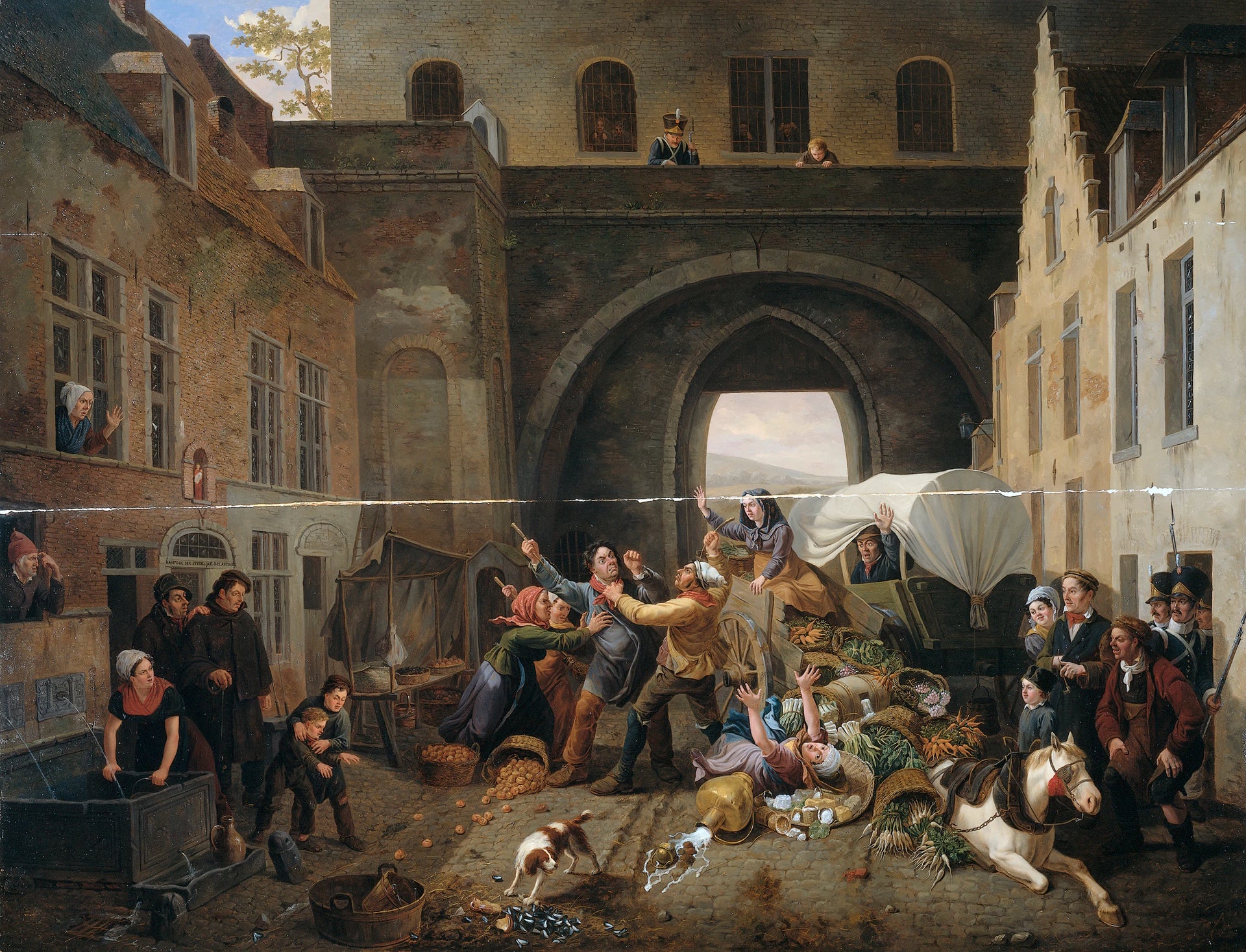 Une collision à l'Halpoort à Bruxelles (contrebande d'alcool) - Constantin Fidèle Coene