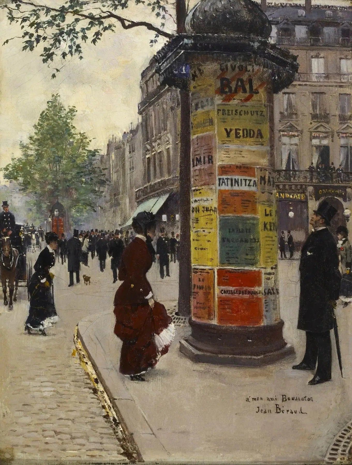 Colonne Morris au Grand Café - Jean Béraud image 1 tableau peint à l’huile sur toile
