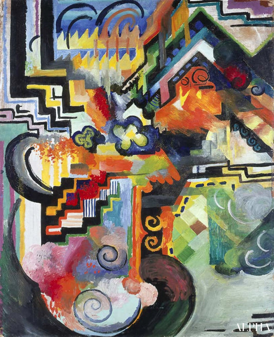 Reproduction du tableau « Colored composition (Hommage à Bach) - August Macke » par Alpha Reproduction en peinture à l’huile