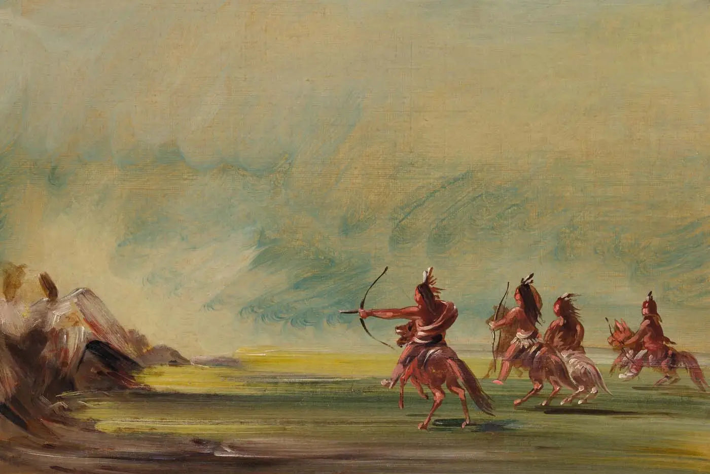 Comanche donnant des flèches à Medicine Rock - George Catlin - Alpha Reproduction