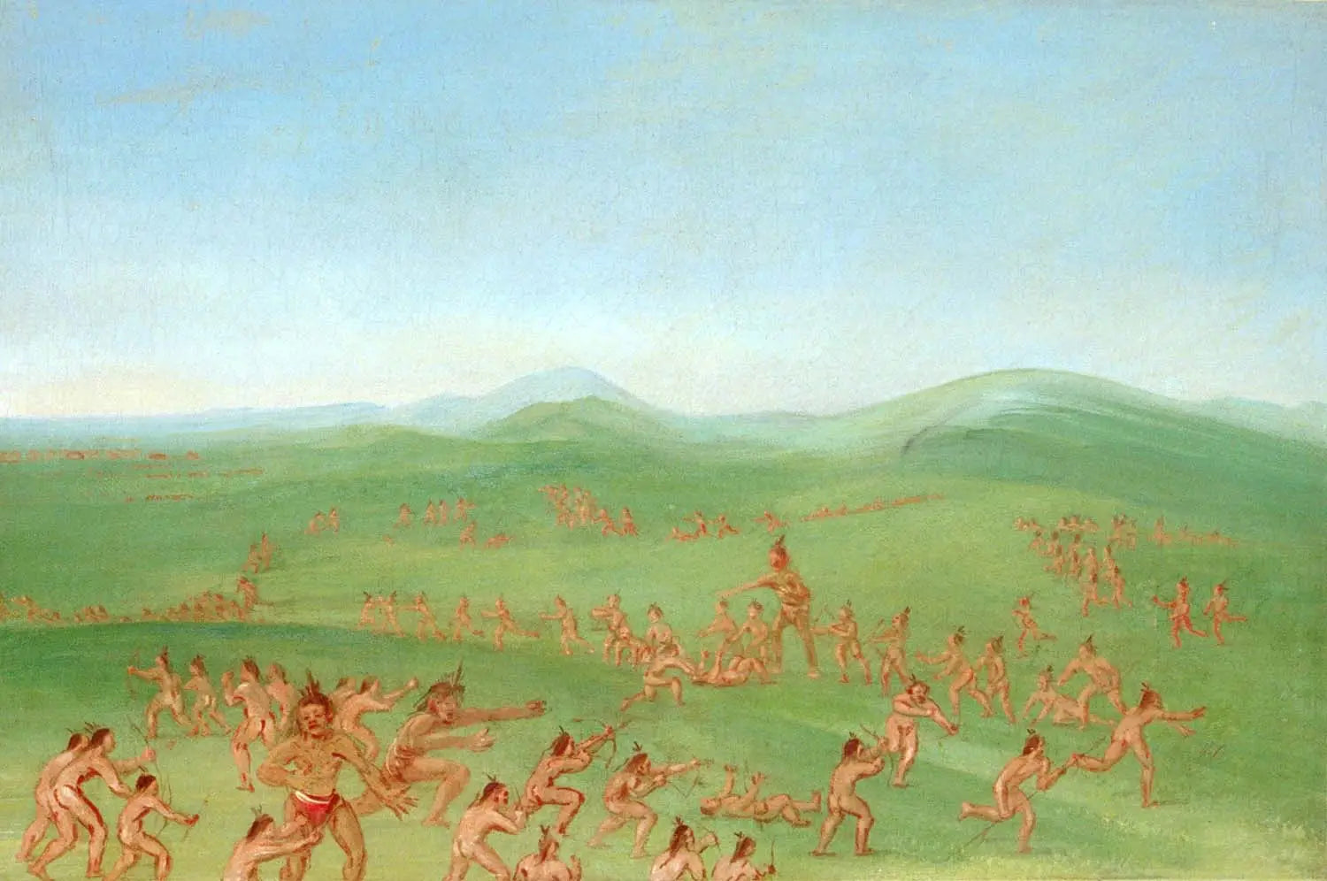 Combat simulé Mandan Boys - George Catlin - Alpha Reproduction