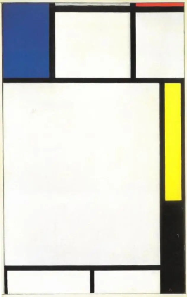 Composition avec bleu, rouge, jaune et noir - Piet Mondrian image 1 reproduction artisanale de tableau